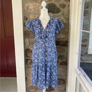 Trovata Blue and White Floral Midi Dress